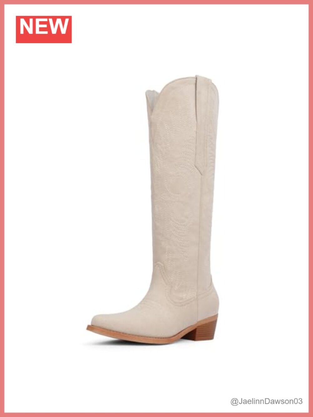 Women's Knee High Embroidered Cowgirl Boots Faux Suede Block Heel Western